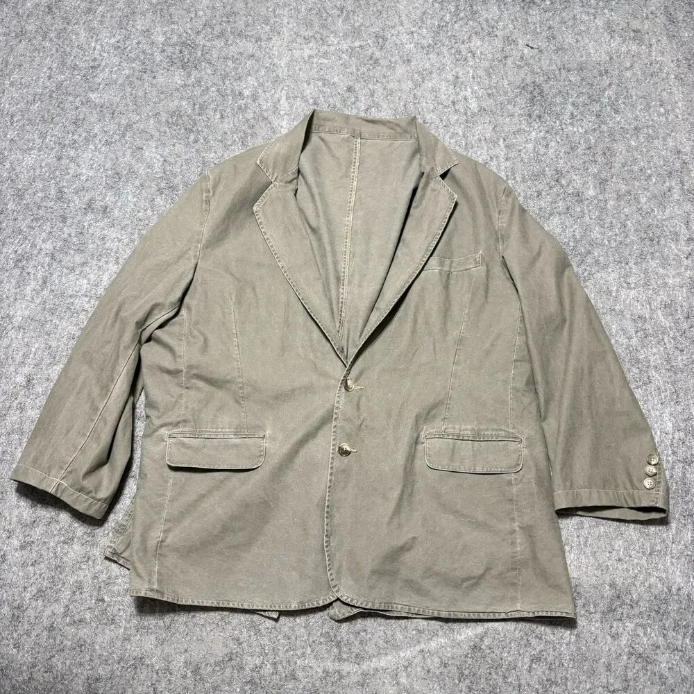 VTG LL Bean Cotton Canvas Blazer Jacket Mens 50 Reg Gray 90s Workwear Chore Coat